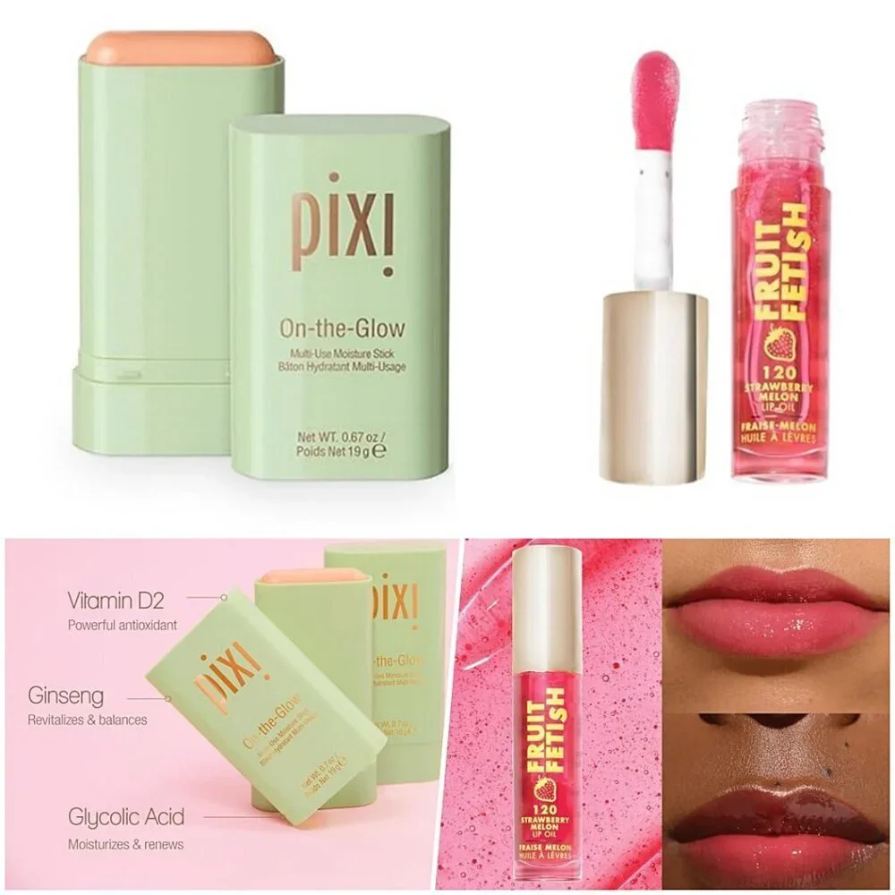 NWT Milani Strawberry Lip Oil  Pixi Moisturizer Stick Glow Set